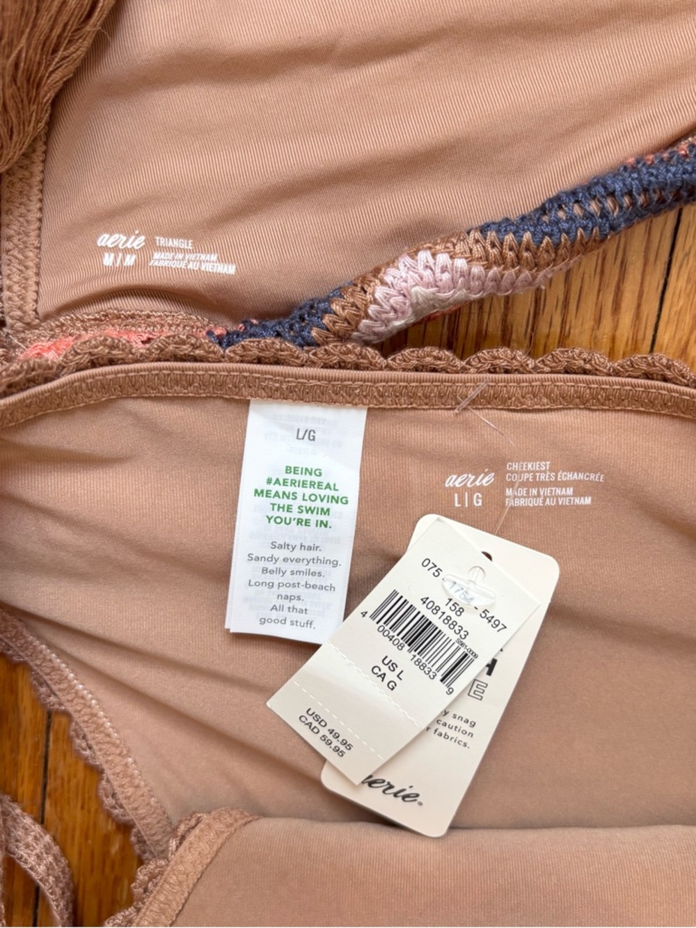 Aerie NWT Crochet Stripe String Bikini Set Triangle Top Cheeky Bottoms Two Piece - Picture 5 of 6